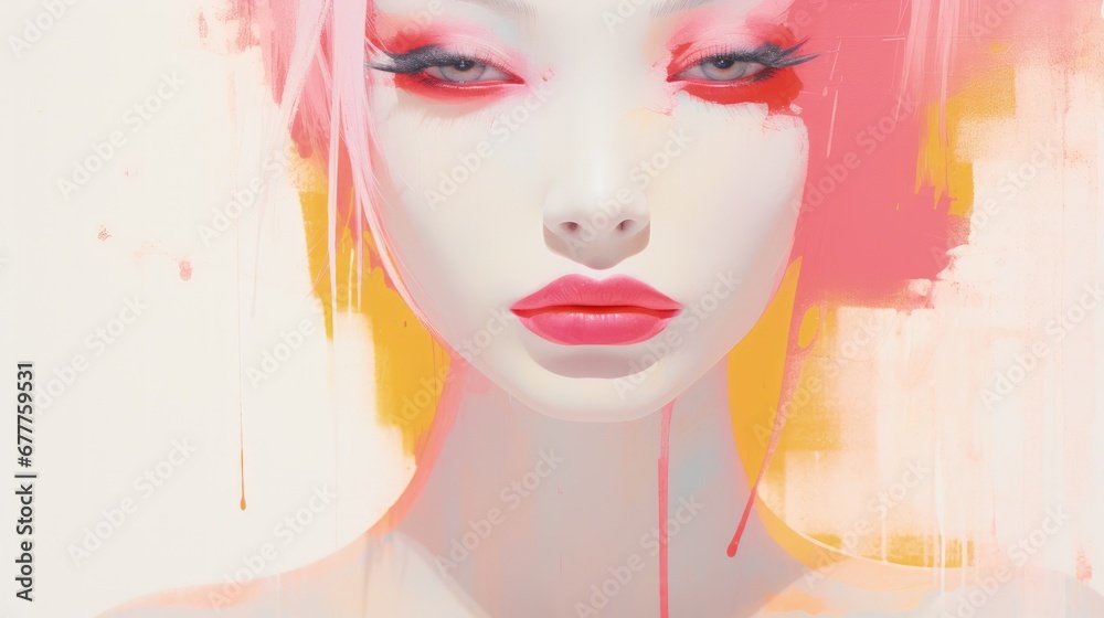 A modern color photo of a girl with a multicolored backlight. High fashion and beauty. Vanguard A modern color photo of a girl with a multicolored backlight. High fashion and beauty. Vanguard