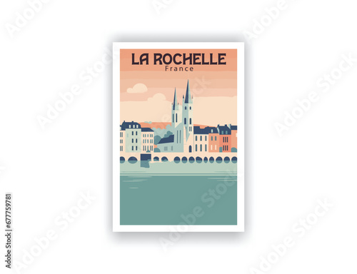 La Rochelle, France. Vintage Travel Posters. Vector art. Famous Tourist Destinations Posters Art Prints Wall Art and Print Set Abstract Travel for Hikers Campers Living Room Decor