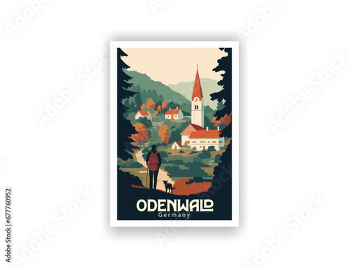 Odenwald, Germany. Vintage Travel Posters. Vector art. Famous Tourist Destinations Posters Art Prints Wall Art and Print Set Abstract Travel for Hikers Campers Living Room Decor