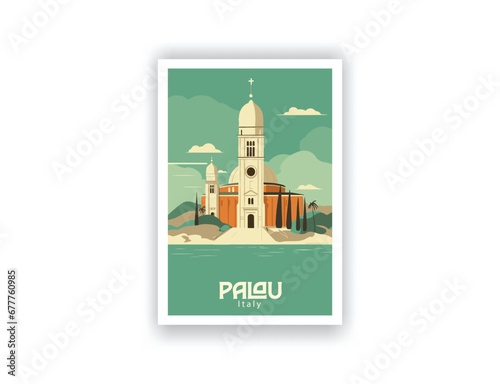 Palau, Italy. Vintage Travel Posters. Vector art. Famous Tourist Destinations Posters Art Prints Wall Art and Print Set Abstract Travel for Hikers Campers Living Room Decor