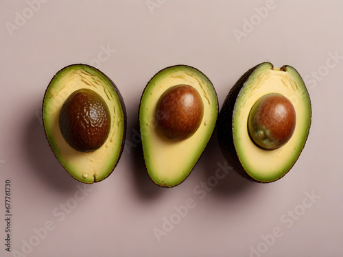 Avocados stacked studio shot with space for text bright background
