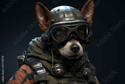 dog in the army suit photo