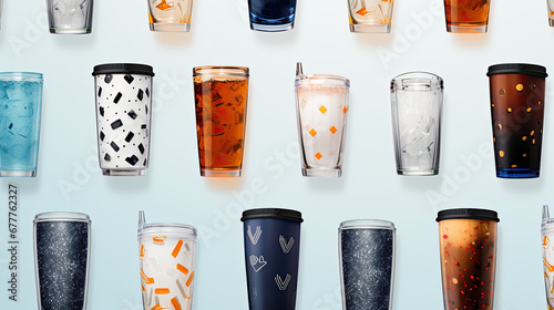 Insulated Tumblers Banner With Different Types Of Tumblers And Colors. Insulated Tumblers Background. Generative AI photo
