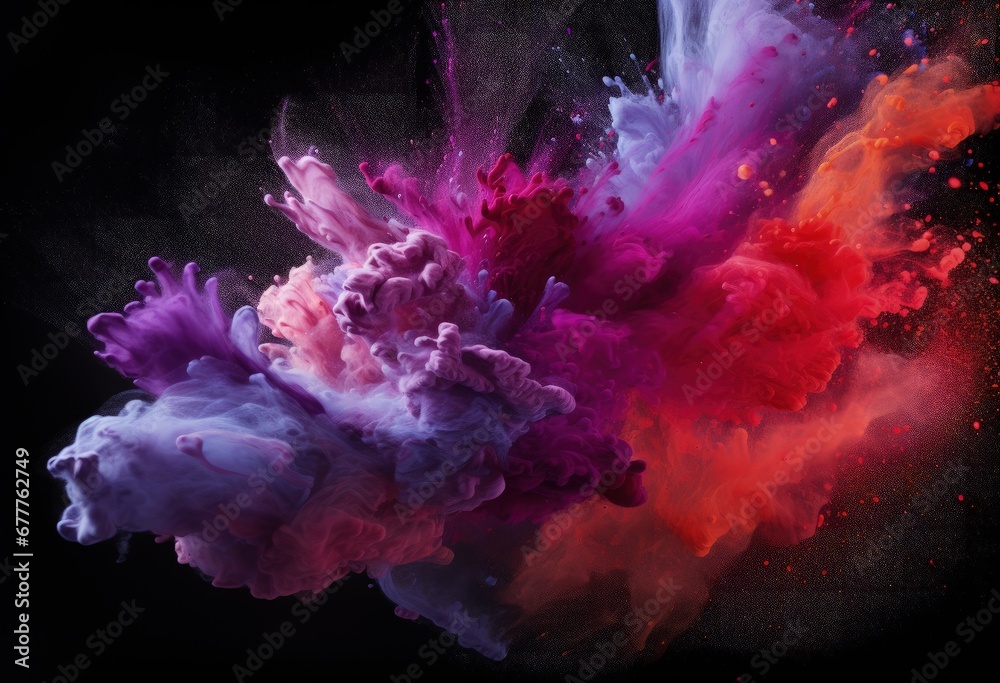 Vibrant and Dynamic Multi-Colored Elements on Black Background
