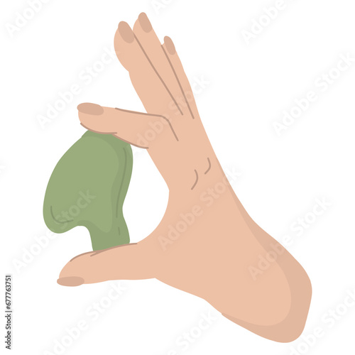 Facial massage scrubber in hand , gouache , spa facial care.The only vector illustration for a spa salon.