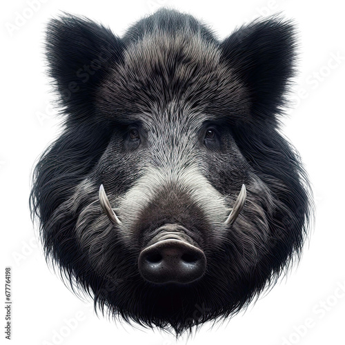 wild boar face shot , isolated on transparent background cutout photo