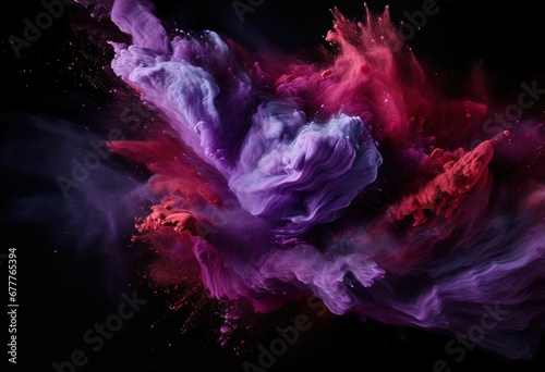 Mystical Nebula: Vivid Shades of Purple and Red on a Black Background