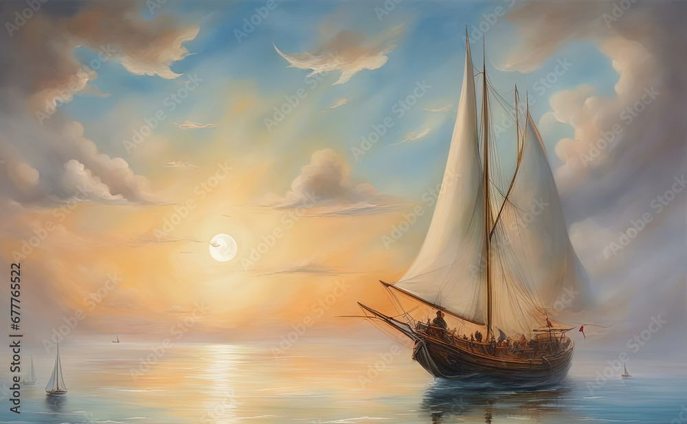  Sailboat at Day at sunset