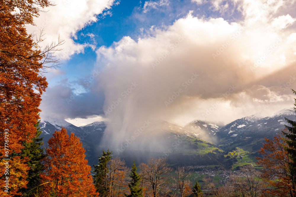 Autumnal Tranquility, Cloud Drifts Over Alpine Valley
