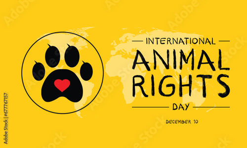International Animal Rights Day design with a symbol of foot paw print of an animal on a yellow background