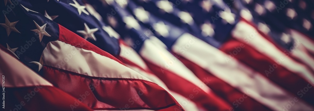 a Wavy American Flag in close-up, Independence Day