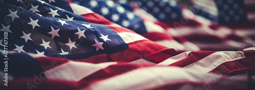 a Wavy American Flag in close-up, Independence Day