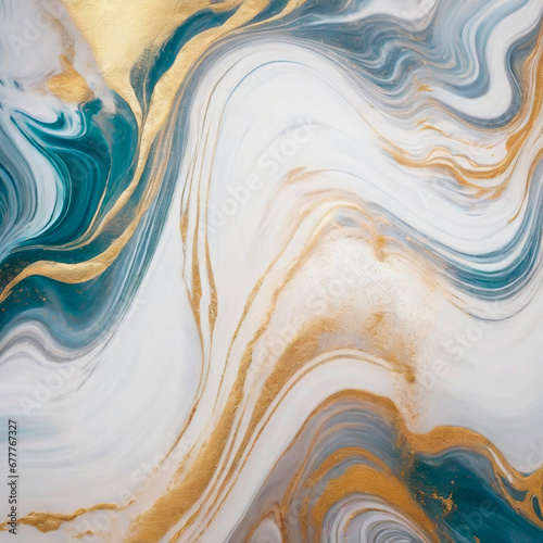 Blue marble and gold abstract background texture. Indigo ocean blue marbling with natural luxury style swirls of marble and gold powder