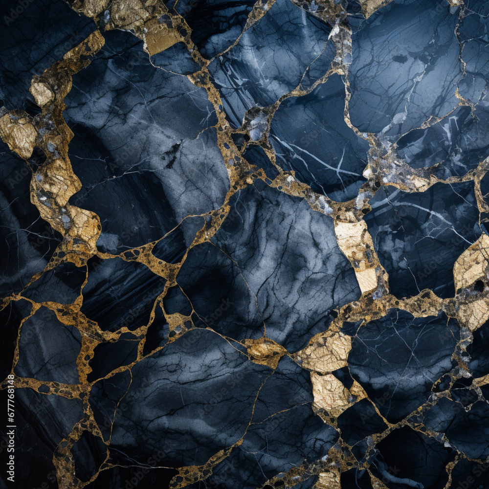 Fondo con detalle y textura de superficie de piedra de tonos azules con vetas de color dorado
