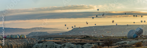 Goreme Historical National Park - Hot Air Balloons at Sunrise Panorama