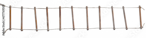 vintage rope ladder isolated on white background photo