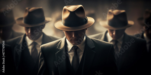 mafia in classic suits. ai generative photo