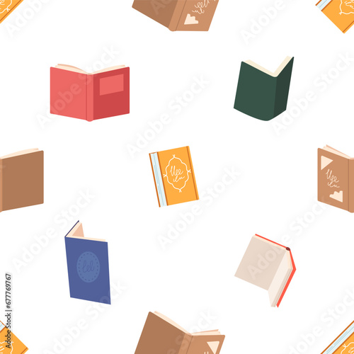 Seamless Pattern Featuring Colorful Books Arranged In A Repeating Design, Perfect For Bibliophiles And Book Lovers