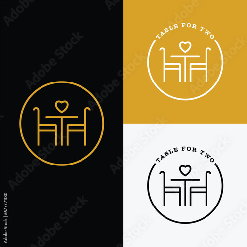 Vector combination mark logo design for a restaurant or food business named Table for Two