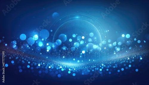 Abstract Blue Particle Wave Background