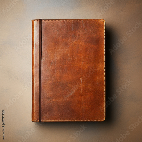 fotografia de primer plano con detalle y textura de libro antiguo con cubiertas de cuero de color marron photo