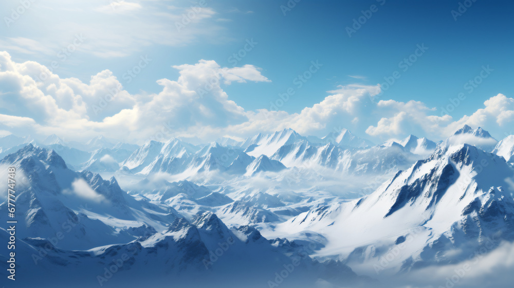 Snow covered mountains, nature and winter, view of the mountains, ski resort, travel, nature Snow covered mountains, nature and winter, view of the mountains, ski resort, travel, nature