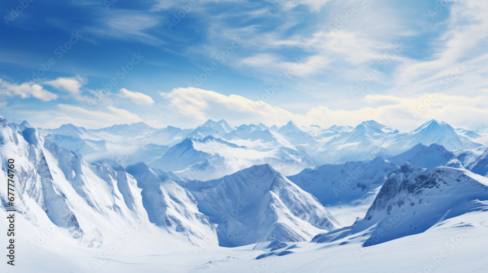 Snow covered mountains, nature and winter, view of the mountains, ski resort, travel, nature