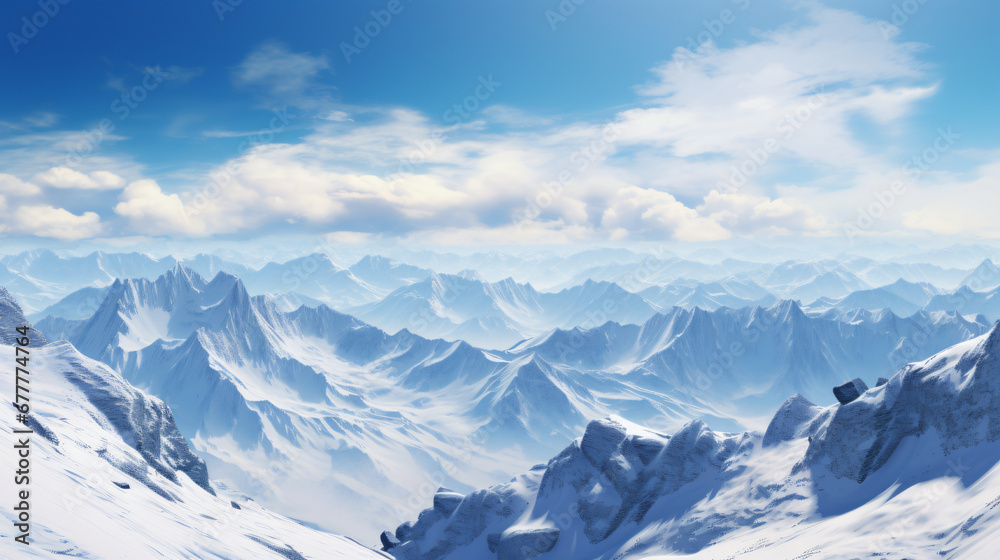 Snow covered mountains, nature and winter, view of the mountains, ski resort, travel, nature