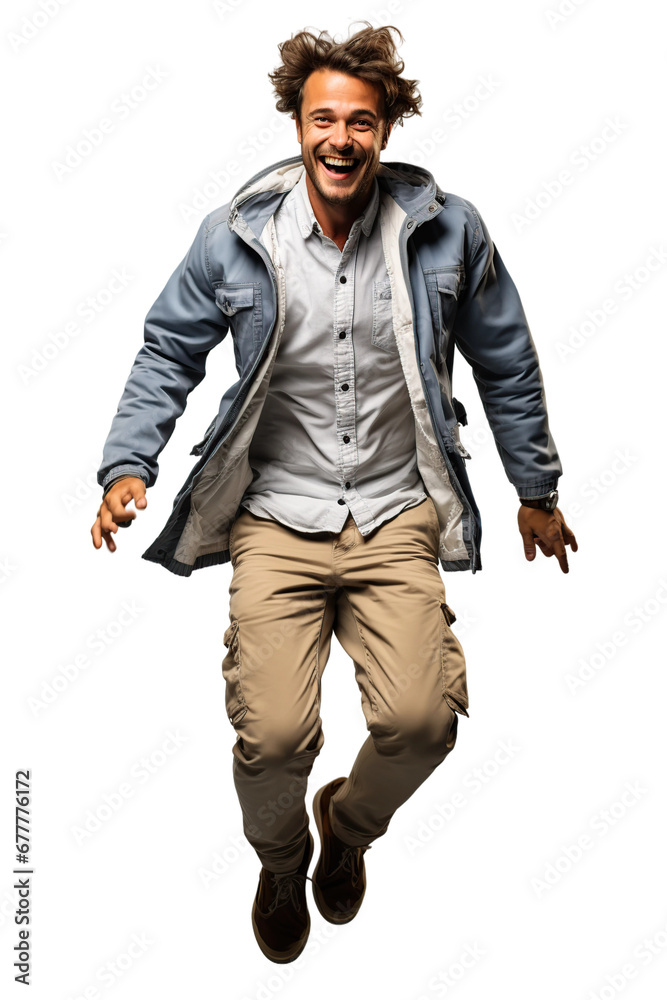Funny man dancing and jumping, isolated on white or transparent background. Funny man dancing and jumping, isolated on white or transparent background.