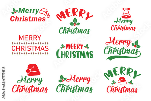 Vector Merry Christmas t-shirt Design and greeting badge.