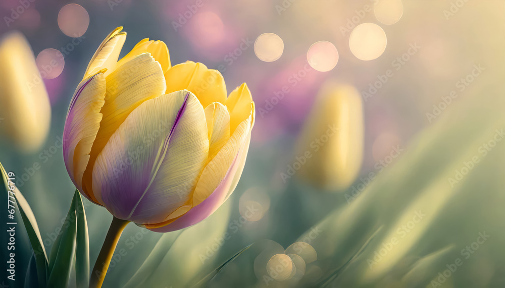 Fotografie Tulpen in softem  Pastel ton, Generated image
