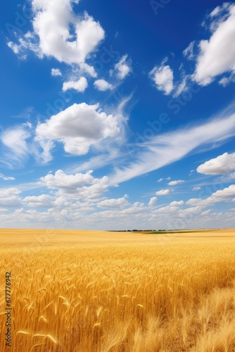 Wheat field under the blue sky