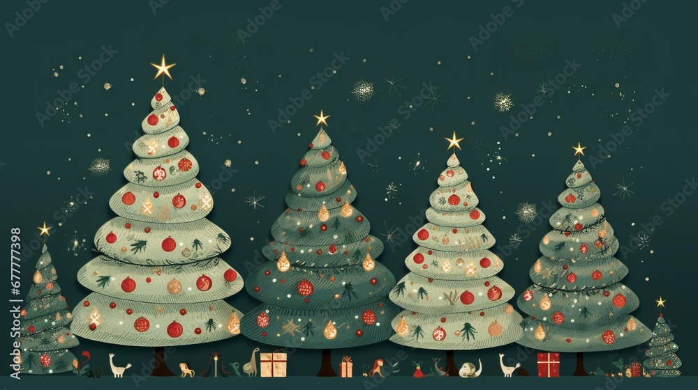 Illustration of a cute christmas tree with presents Illustration of a cute christmas tree with presents