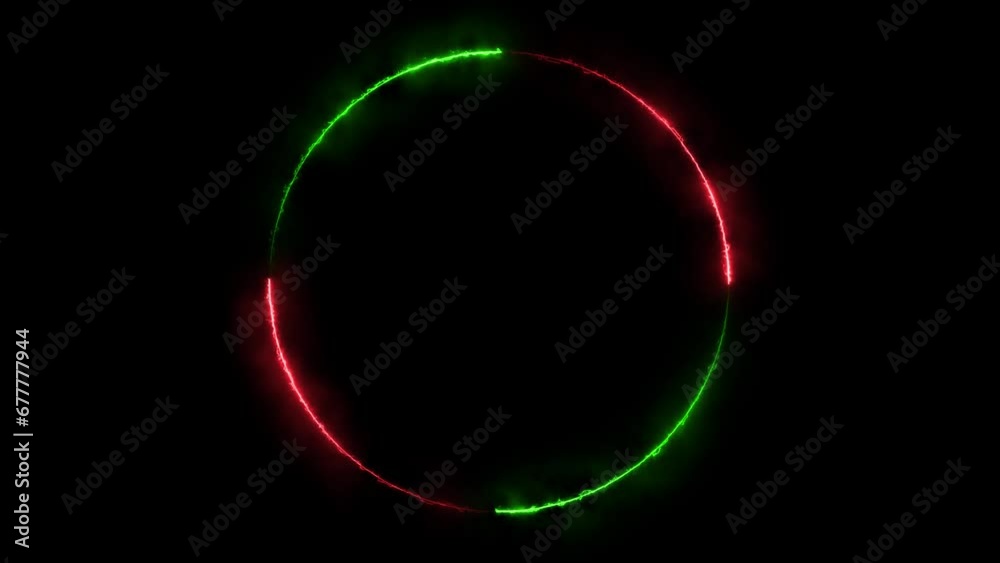 Ring of Red and Blue and green and yellow Fire on Black Background. Ice and Fire Burning Circle. 4K. Ring of Red and Blue and green and yellow Fire on Black Background. Ice and Fire Burning Circle. 4K.