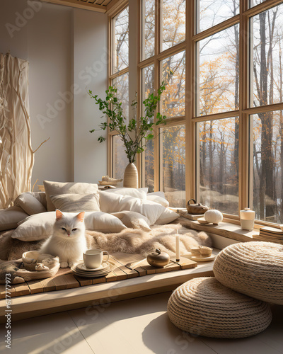 Autumn Serenity: A Cozy Living Room with a View