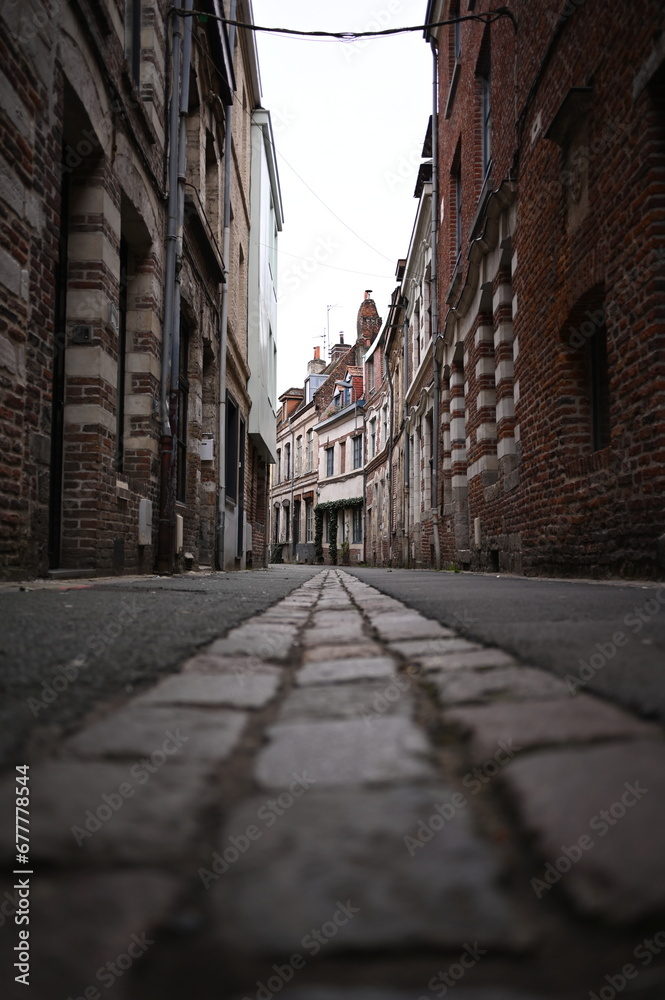 Rue pavée de Lille, France
