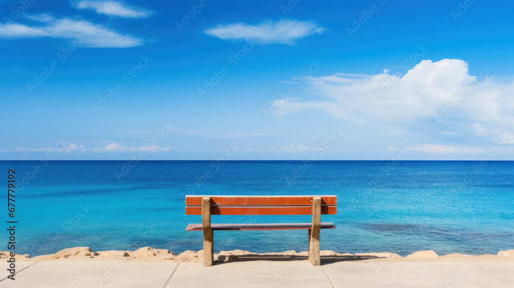 bench with sea view in the coast. vacation and relaxation