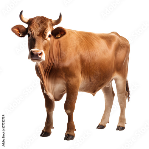 Full body image of a beef cow on transparent background PNG. Human food industry concept. photo