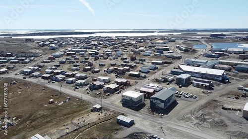 The townsite of Rankin Inlet, Nunavut, Canada on the shores of Hudson Bay in the Canadian Arctic photo