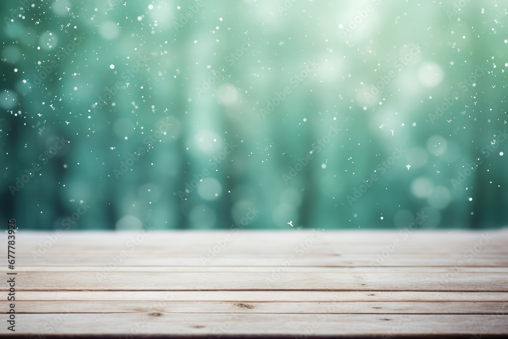 Green wood background with snowy effect design Green wood background with snowy effect design