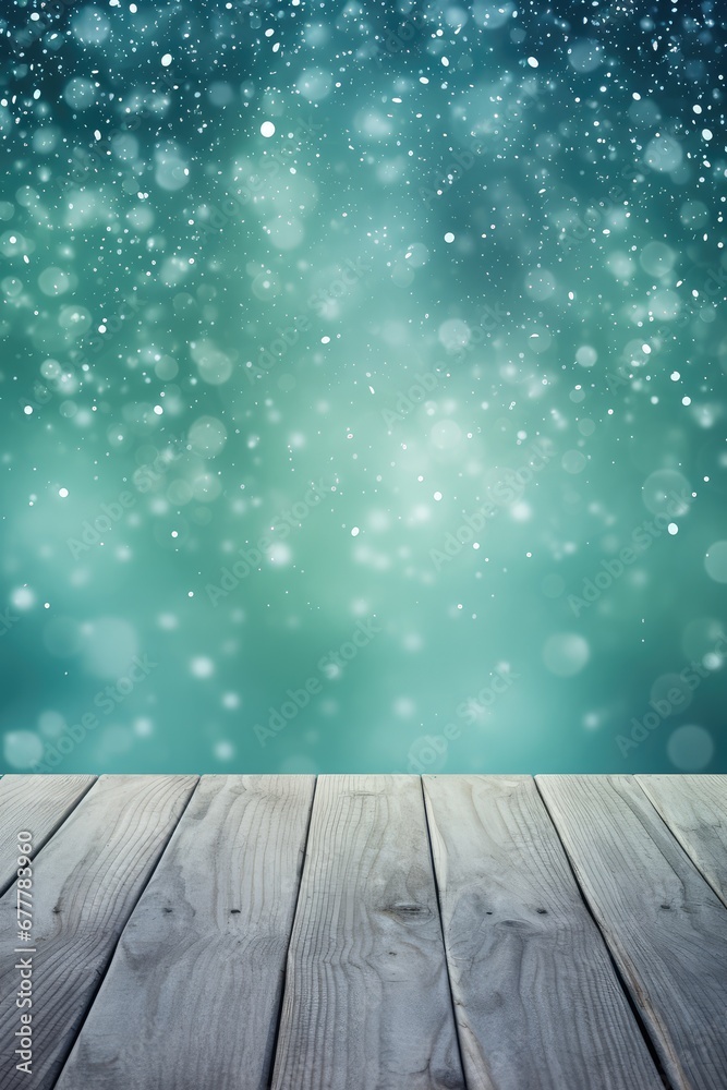 Green wood background with snowy effect design Green wood background with snowy effect design