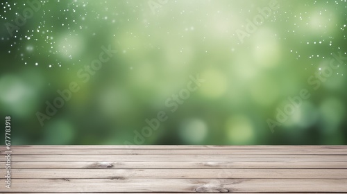 Green wood background with snowy effect design