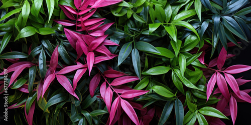 vegetative eco background of green and magenta leaves