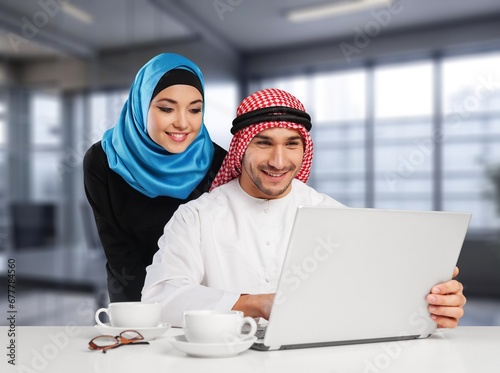 Young arab Engineers Use Computer in a Modern Office.