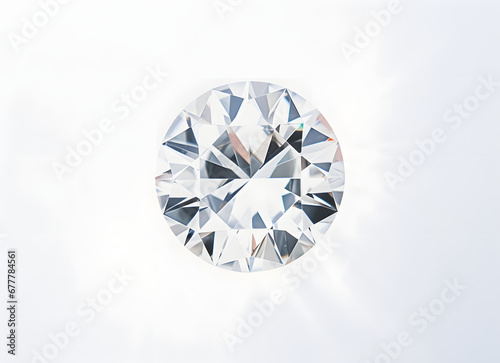 a white round diamond with blue light on white background
