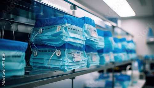 A Collection of Surgical Masks on a Shelf photo