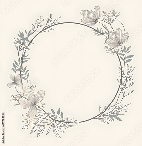 a wreath  made from flowers and leaves on beige background