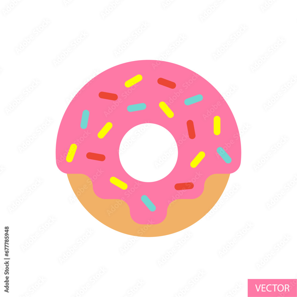 Fototapeta premium Doughnut, donut vector icon in flat style design for website, app, UI, isolated on white background. Vector illustration.