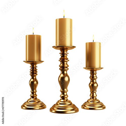 Candle Holders for Decoration on Transparent Background