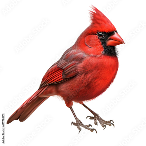 Striking Cardinal Red Bird on Transparent Background © MatPhoto